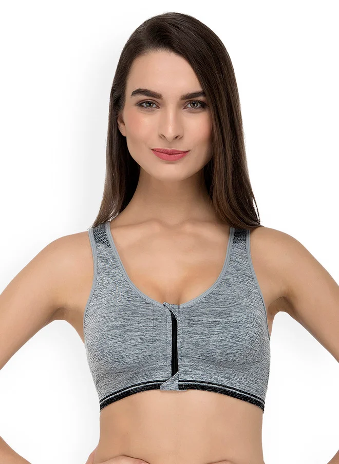 Laceandme Laceandme Grey Solid Non-Wired Lightly Padded Sports Bra 4436